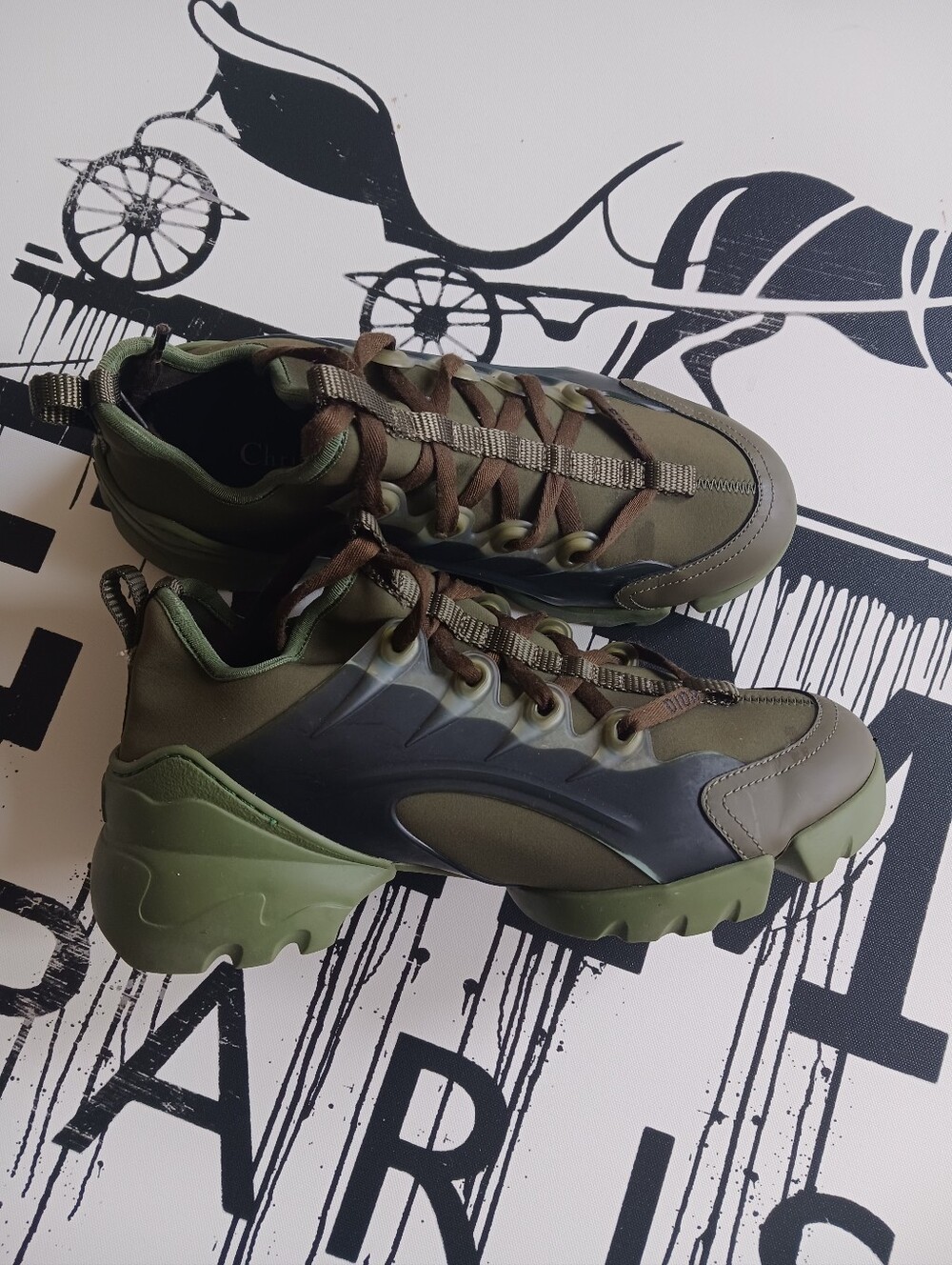 Christian Dior Green Neoprene Rubber D Connect  Sneakers Size 37